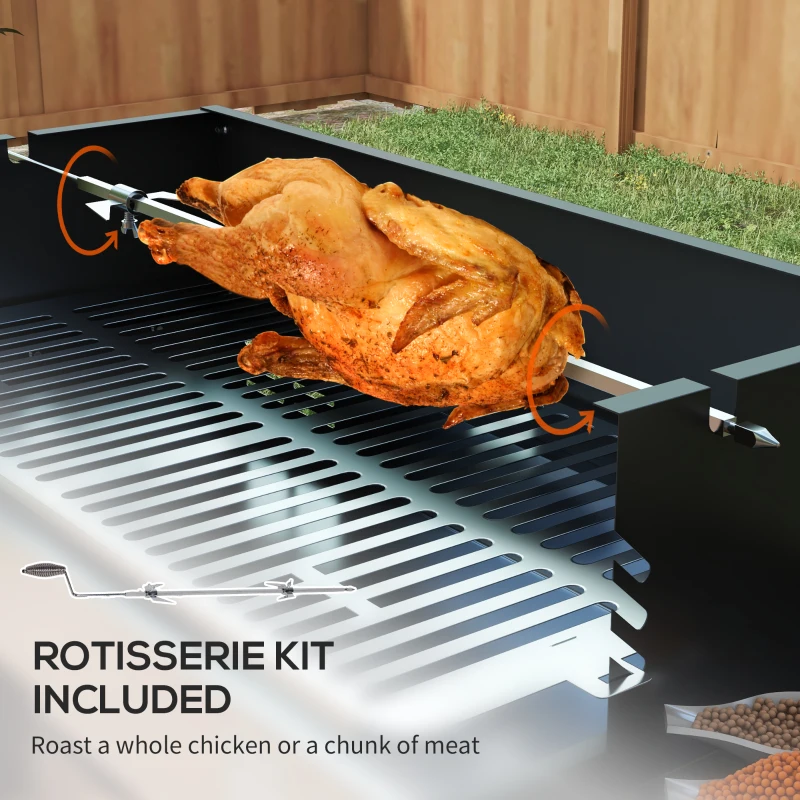 Best BBQ Rotisserie Grill Roaster Charcoal Spit Roasting Machine for Chicken Turkey with 3-Level Grill Grate, Side Shelves - Image 4