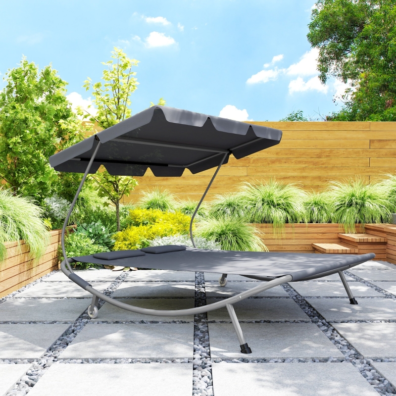 Best Double Outdoor Bed, with Canopy - Light Grey - Image 10