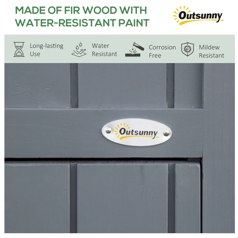 Best Garden Outdoor Storage Shed Outdoor Tool Shed with 3 Shelves and Tilt Roof, 129x51.5x180cm, Grey - Image 6