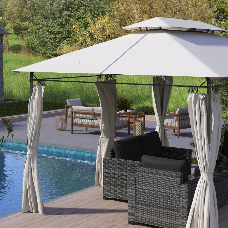 Best 3 x 4m Metal Frame, Two-Tier Roof Gazebo - Dark Grey - Image 8
