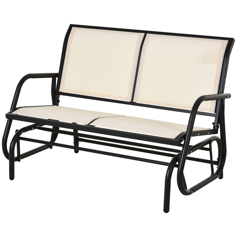 Best 2-Person Outdoor Glider Bench Patio Double Swing Gliding Chair Loveseat w/Power Coated Steel Frame for Garden Patio Porch, Cream - Image 11