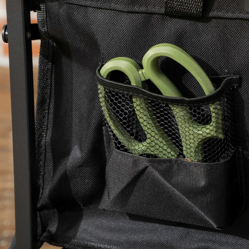 Best Folding Steel Frame Garden Storage Cart, with Wheels and Handle - Black - Image 9