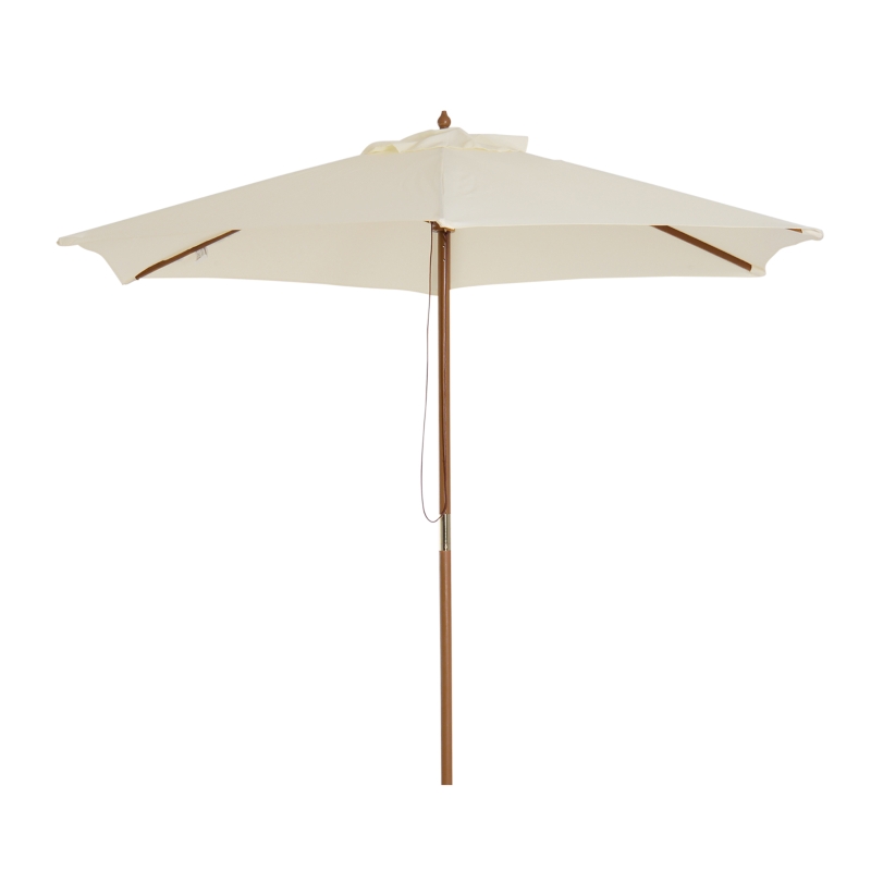 Best 2.5m Wood Garden Parasol Sun Shade Patio Outdoor Wooden Umbrella Canopy, Table Market Umbrella with Vent, 38mm Pole, Rope Pulley Mechanism, Cream White - Image 11