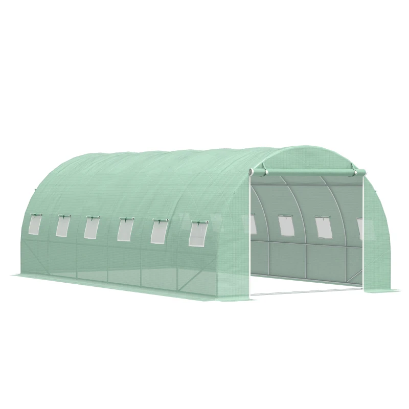 Best 6 x 3 x 2 m Polytunnel Greenhouse with Roll-up Door and 12 Mesh Windows, Walk-in Garden Tunnel Warm House Tent with UV-resistant PE Cover and Galvanised Steel Frame, Green