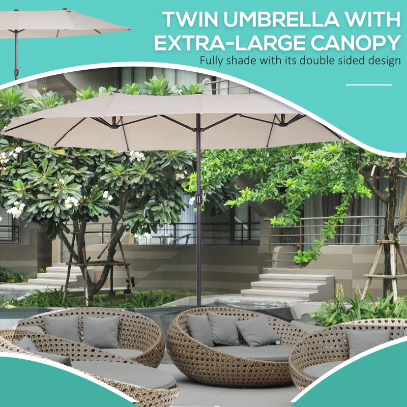Best 4.6m Double-Sided Patio Parasol Sun Umbrella-Beige - Image 4