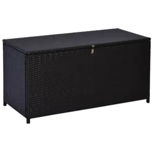 Best 284 L Rattan Garden Storage Box, Outdoor Garden Storage Box with Gas Lift and Lockable Lid, Outdoor Wicker Rattan Chest Container for Garden Tools, 118 x 54 x 59 cm, Dark Brown