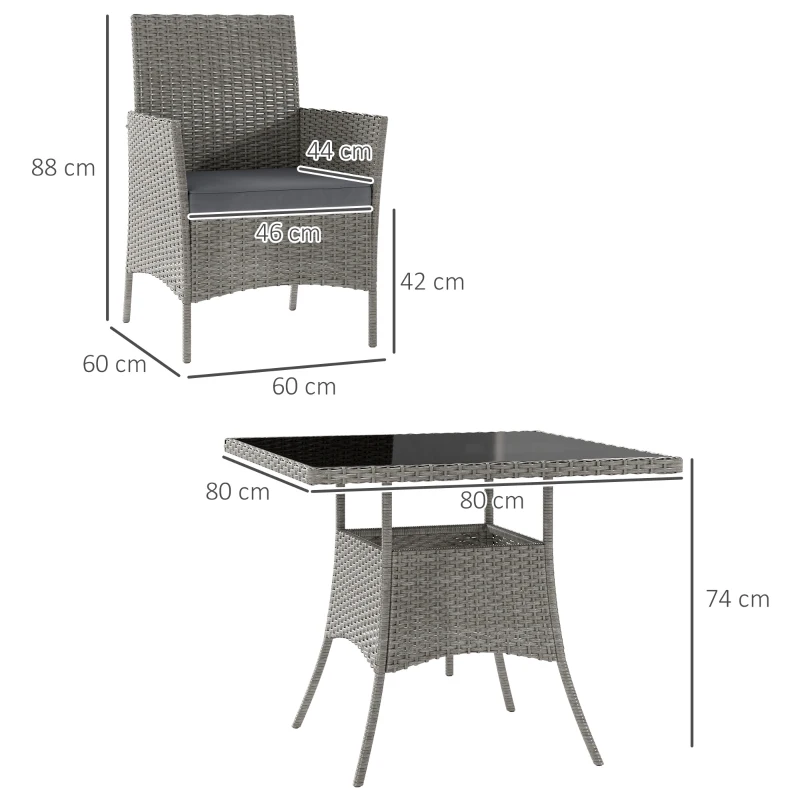 Best Five-Pieces Rattan Dining Set - Light Grey - Image 3