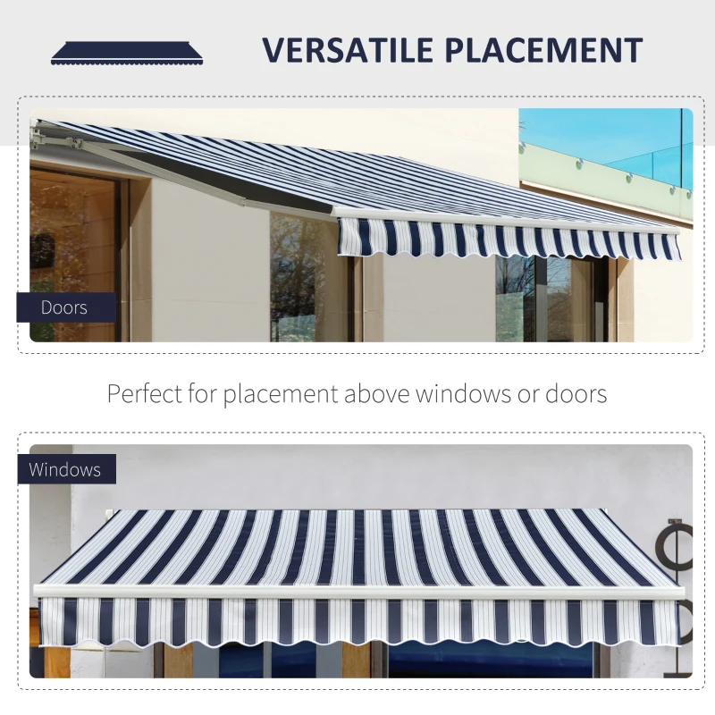 Best Manual Retractable Awning, 3x2.5 m-Blue/White Stripes - Image 5