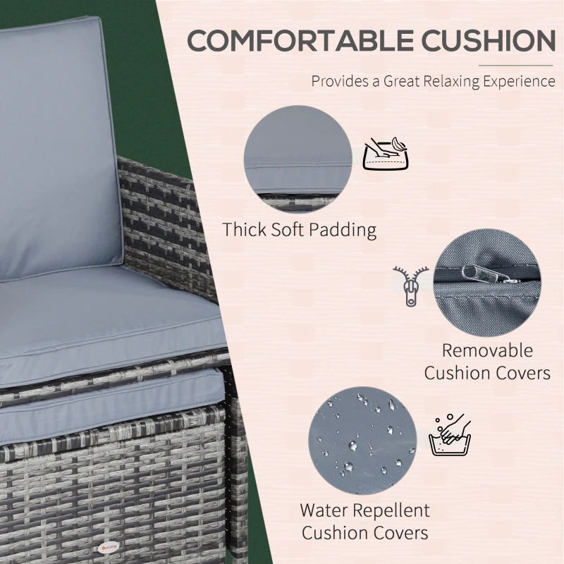 Best 10 Seater Rattan Cube Garden Furniture Set with Parasol Hole, Rattan Dining Set with Cushions, Outdoor Dining Table and Chairs with Rectangular Glass Top Table for Patio, Mixed Grey - Image 7