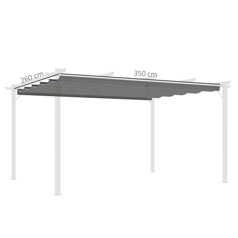 Best Retractable Pergola Shade Cover, Replacement Canopy for 4 x 3 (m) Pergola, Retractable Roof, Light Grey - Image 3