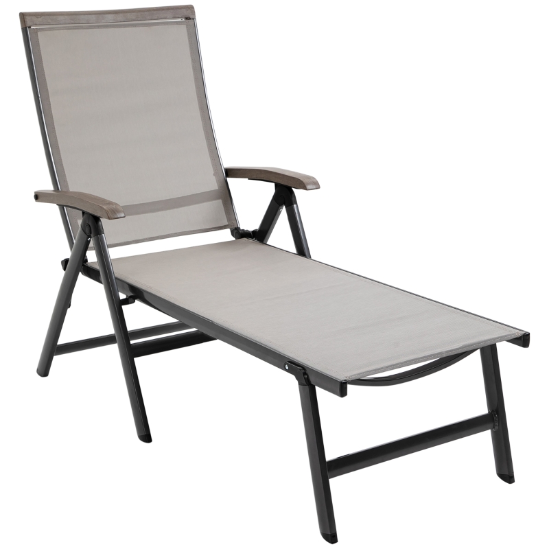 Best Outdoor Folding Sun Lounger, 5-Position Adjustable Chaise Lounge Chair with Aluminium Frame for Patio, Pool and Garden, Brown - Image 11