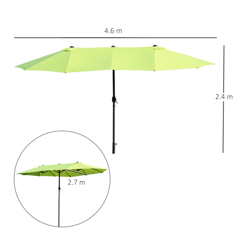 Best Double-side Umbrella Parasol, Φ2.7x4.6Wx2.4H m-Grass Green - Image 3