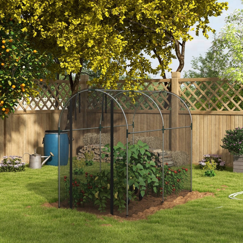 Best Galvanised Steel Fruit Cage, Plant Protection Tent with Zipped Door, 1.2 x 2.4 x 1.9m, Black - Image 10