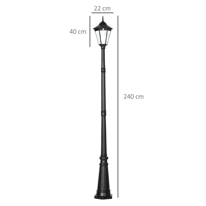 Best 2.4 m Garden Lamp Post Light, LED Solar Powered Patio Path Lighting Lamp with Aluminium Frame, PIR Motion Sensor for Lawn, Pathway, Driveway, Black - Image 3