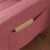 Convertible Sofa Bed with Adjustable Backrest, Gold Legs, Side Pockets, Sherpa Fabric Sleeper Sofa for Bedroom, 176L x 64W x 75H cm, Pink - Image 9