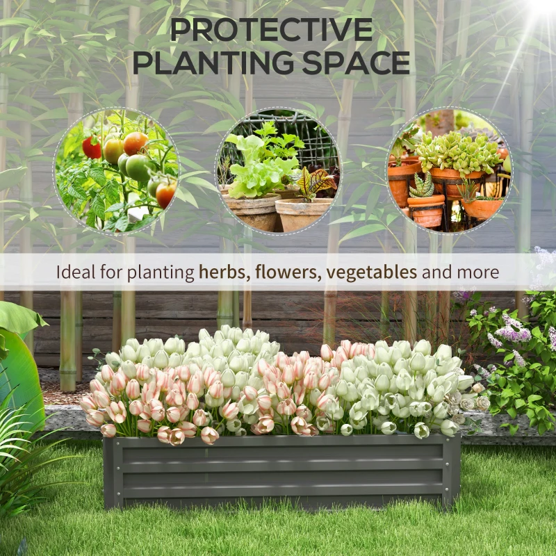 Best Raised Beds for Garden, Galvanised Outdoor Planters for Herbs and Vegetables, for Patio, Garden, Balcony, Light Grey - Image 6