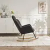 Ergonomic Teddy Fabric Rocking Chair with Tufted Seat, Headrest and Backrest, Painted Metal Base, 102L x 70W x 105H cm, Dark Grey - Image 4