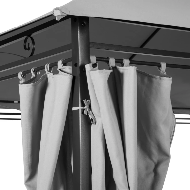 Best 4m x 3(m) Metal Gazebo Canopy Party Tent Garden Pavillion Patio Shelter Pavilion with Curtains Sidewalls, Dark Grey - Image 7