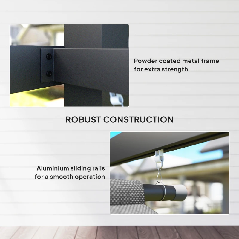 Best 3 x 4m Metal Pergola with Retractable Roof and Roller Shade, Wall-Mounted or Free Standing Garden Gazebo Canopy Pergola Kit, UPF30+ Outdoor Sun Shade Shelter, Grey - Image 7