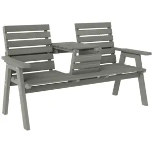 Best Fir Wood Convertible 2 to 3 Seater Outdoor Garden Bench Grey