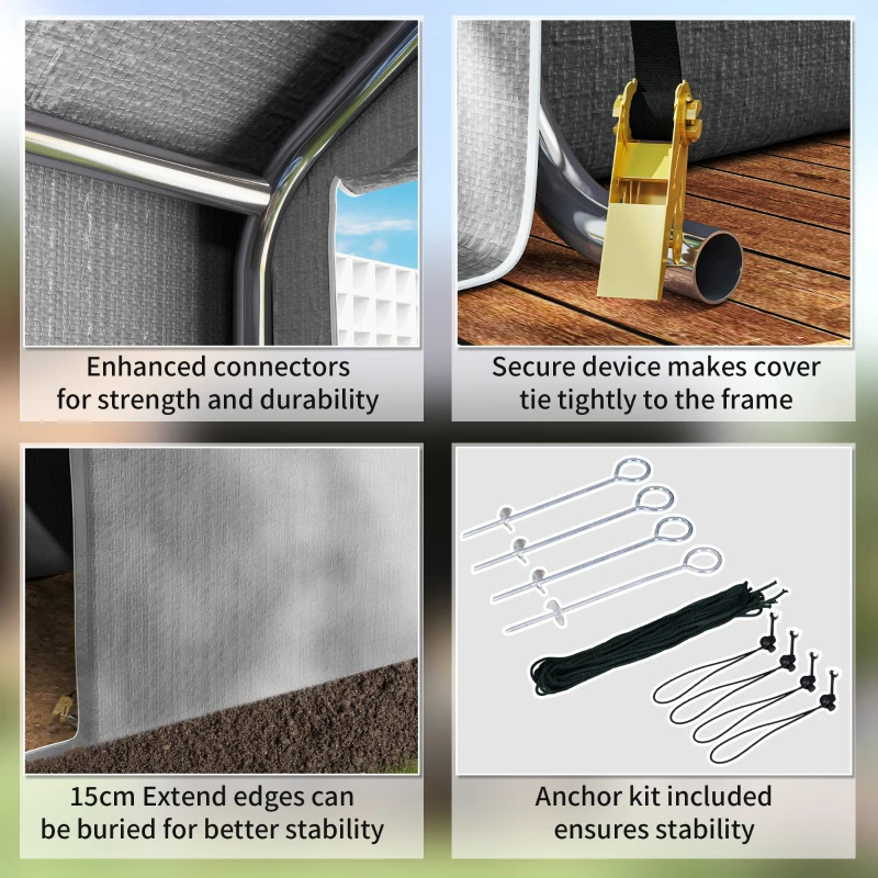 Best 2 x 2m Garden Fabric Storage Tent - Grey - Image 6