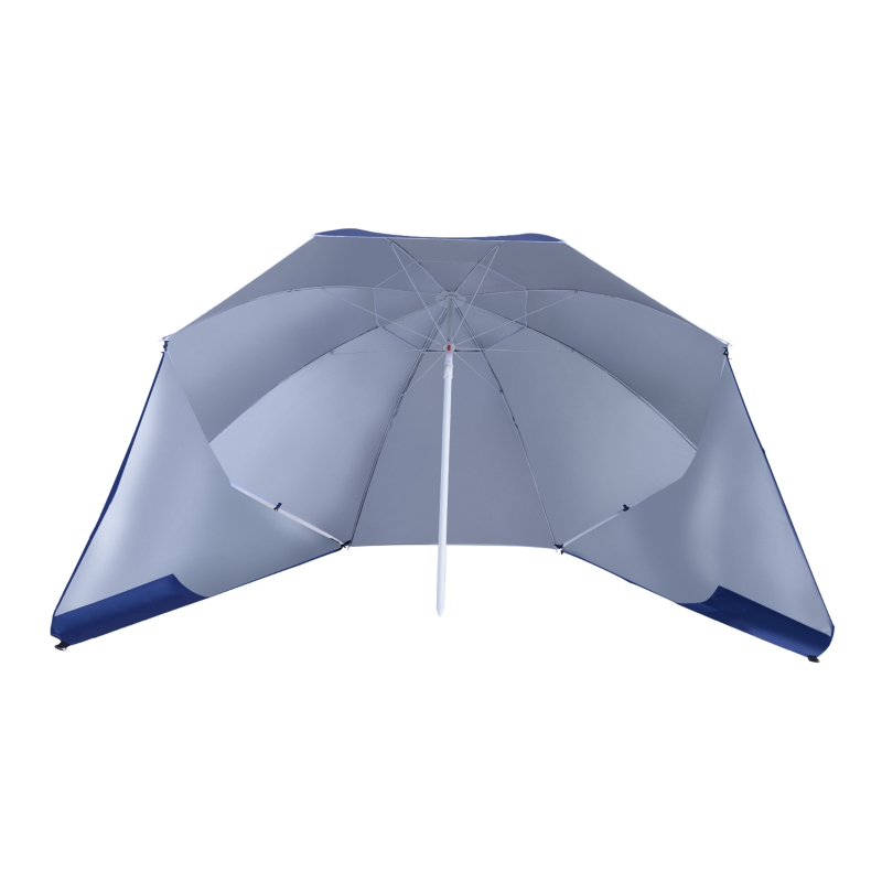 Best 2m UV Protection Fishing Beach Umbrella Brolly Shelter w/ Side Panel Tent Blue - Image 12