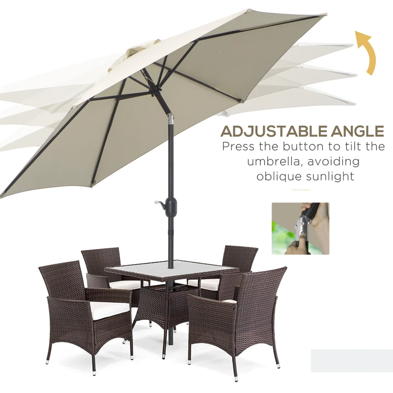 Best2.6M Garden Parasol Umbrella with Tilt and Crank, Outdoor Sun Parasol Sunshade Shelter with Aluminium Frame, Cream White - Image 5