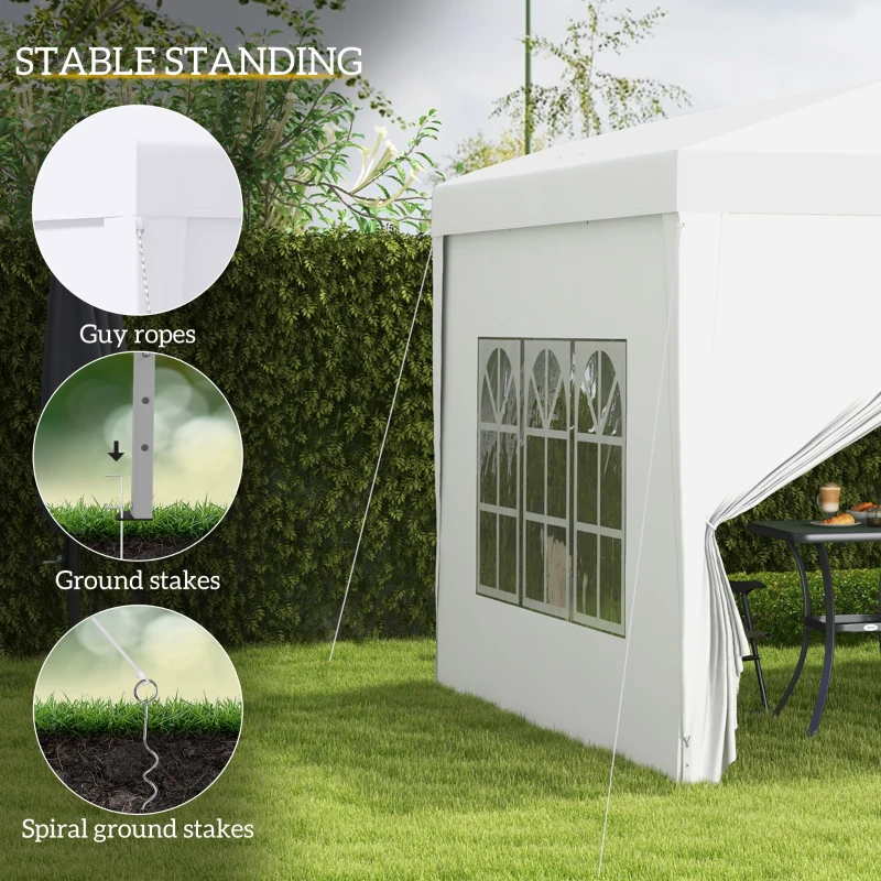 Best 3 x 3m Pop Up Gazebo, Wedding Party Canopy Tent Marquee with Carry Bag and Windows, White - Image 6
