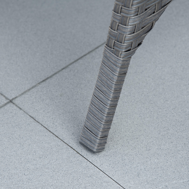 Best 9-Seater Garden Rattan Furniture 10 Pcs Rattan Corner Dining Sofa Set, Grey/Dusty Blue Cushion - Image 9