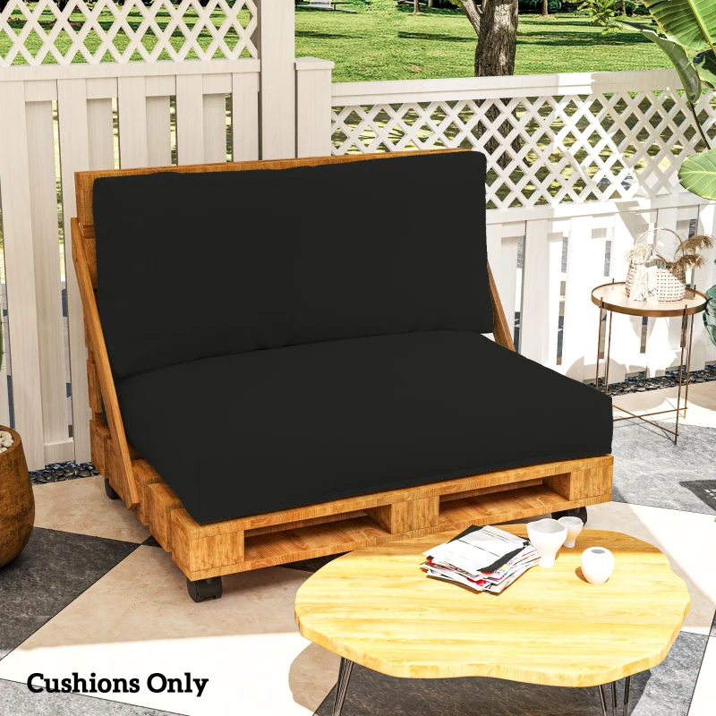 Best 2 Seater Pallet Furniture Cushions Pallet Cushions, UPF20+ 220gsm Fabric, 20 cm Thick Outdoor Seat Pads, Black - Image 8