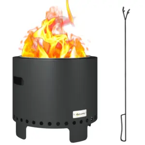 Best Smokeless Steel Fire Pit, with Poker - Grey