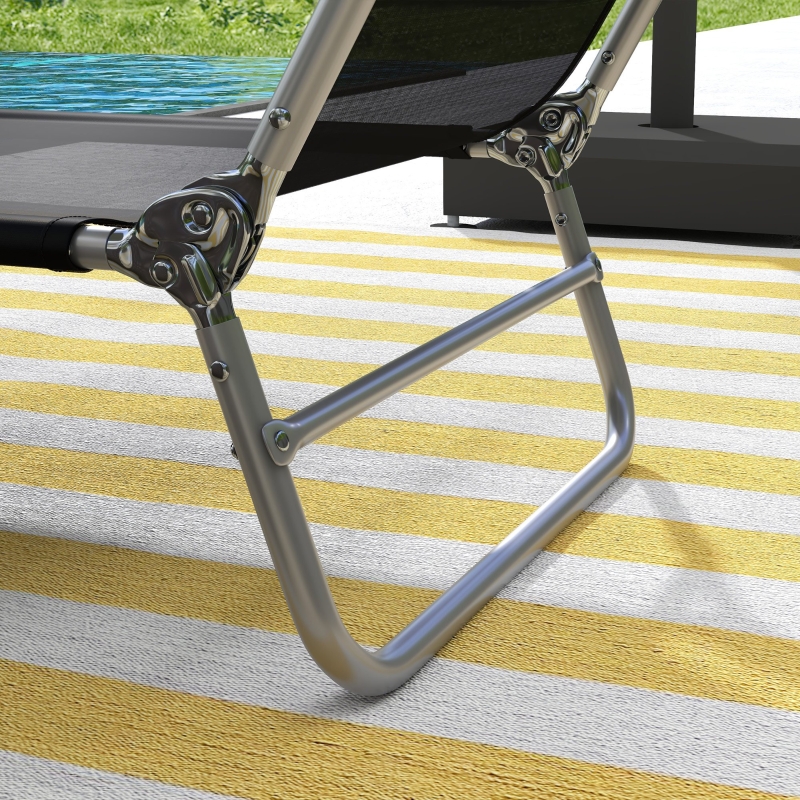 Best Set of Two Steel Frame Sun Loungers, with Reclining Backs - Black - Image 9