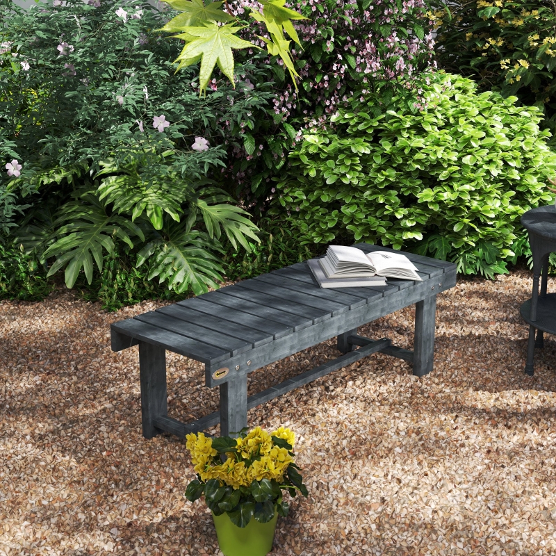 Best 2-Seater Garden Wooden Bench, Grey - Image 10