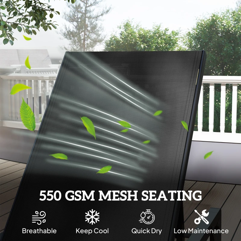 Best Folding Sun Lounger, 5-Position Adjustable Garden Chaise Lounge Sunbed, Steel Frame Reclining Chair for Beach, Porch, Patio, Camping, Black - Image 5