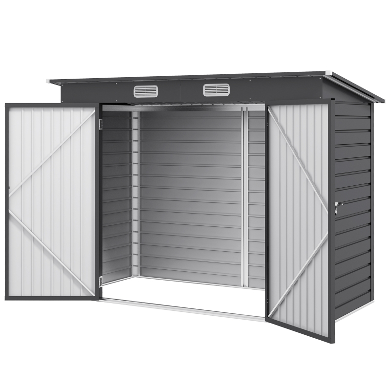 Best 3.7 x 7.9ft Galvanised Steel Shed, with Latched Door and Padlock - Grey - Image 11