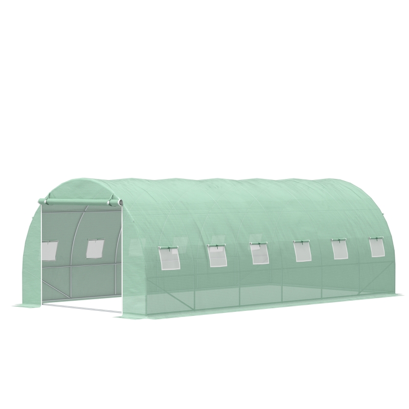 Best 6 x 3 x 2 m Polytunnel Greenhouse with Roll-up Door and 12 Mesh Windows, Walk-in Garden Tunnel Warm House Tent with UV-resistant PE Cover and Galvanised Steel Frame, Green - Image 12