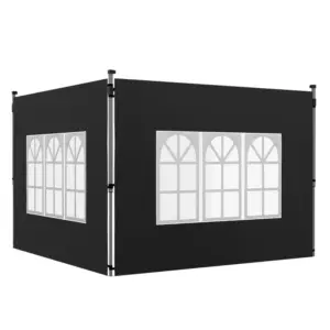 Best Gazebo Side Panels, Sides Replacement with Window for 3x3(m) or 3x4m Pop Up Gazebo, 2 Pack, Black
