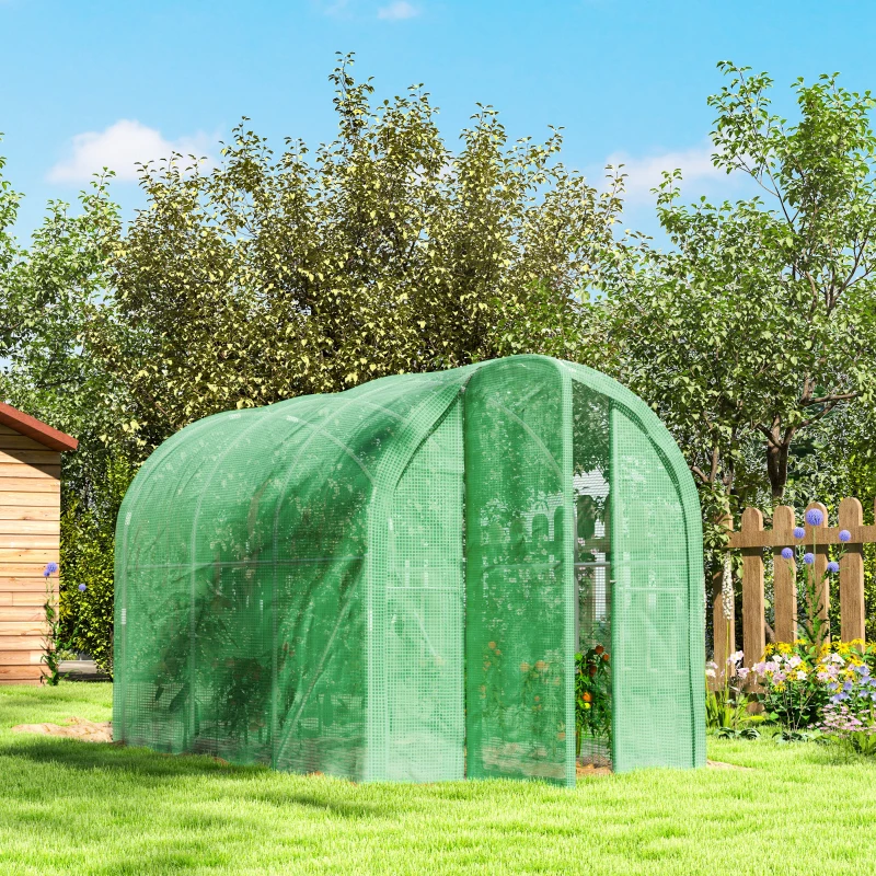 Best 3 x 2 x 2m Polytunnel Greenhouse with Hinged Door, Walk-in Grow House Tent with PE Cover and Galvanised Steel Frame, Green - Image 8
