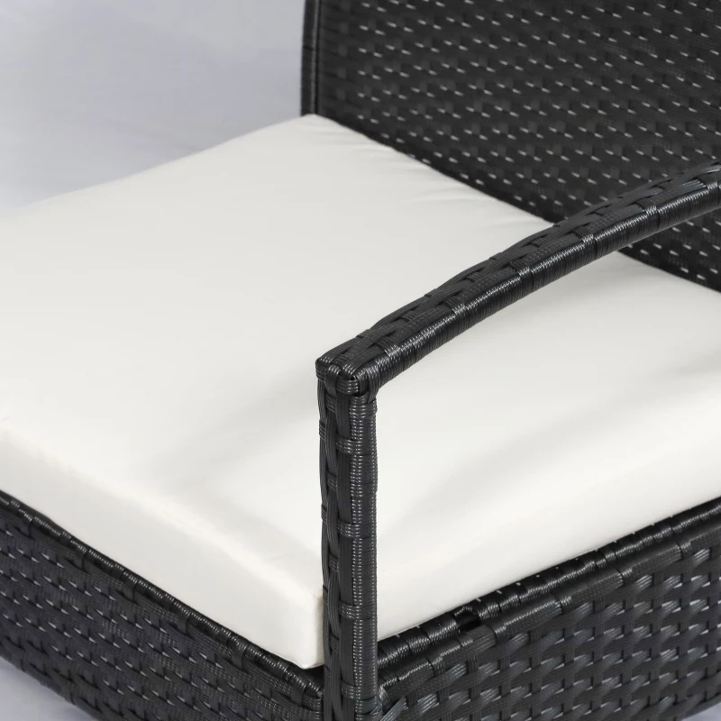 Best 4 Pieces Rattan Garden Furniture Set, 4 Seater Garden Sofa Set with Loveseat, Armchairs and Glass Top Table, Wicker Conservatory Furniture with Cushions for Patio, Balcony, Black - Image 7