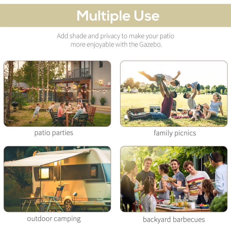 Best 3 x 2.5m Patio Metal Gazebo Door Window Awning Wall Mount Canopy Outdoor Sunshade with Extended Shelter Cream White - Image 5