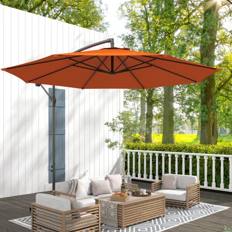 Best 2.45m Overhanging Cantilever Parasol, with Cross Base - Orange - Image 2