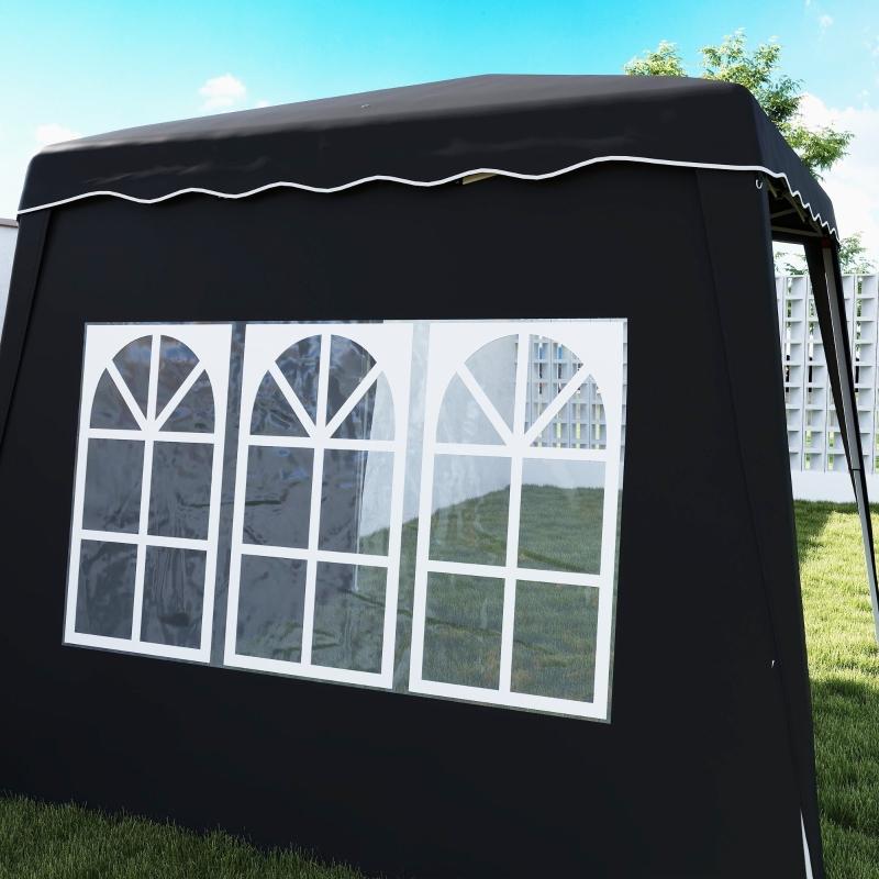 Best 2.4 x 2.4m Two Wall Pop Up Gazebo - Black - Image 9