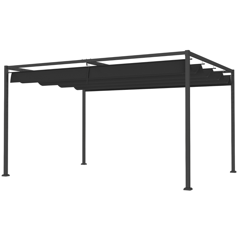 Best 4 x 3m Metal Pergola, with Retractable Canopy Roof - Black - Image 11