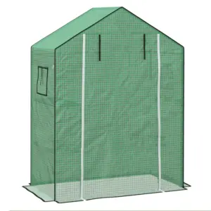 Best Greenhouse Cover Replacement Walk-in PE Hot House Cover with Roll-up Door and Windows, 140 x 73 x 190cm, Green