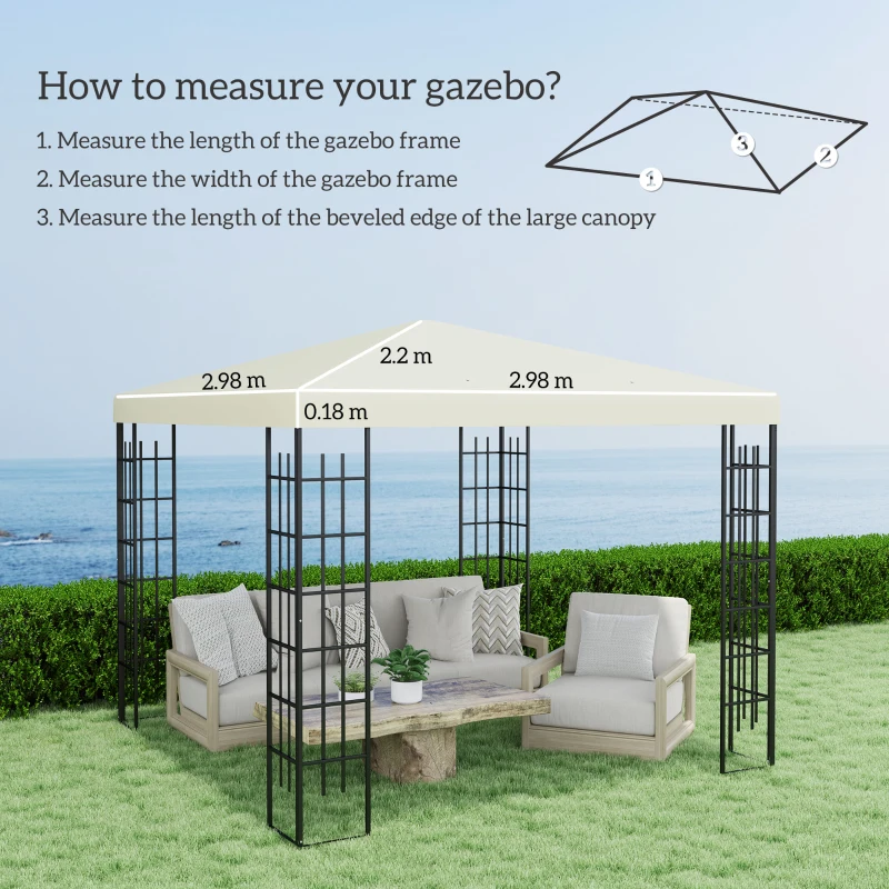 Best 3 x 3(m) Gazebo Frame Replacement - Cream - Image 3