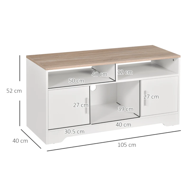 Best TV Stand Cabinet up to 50", Modern TV Unit with Storage, Open Shelves and Cable Management for Living Room, Bedroom, White - Image 3