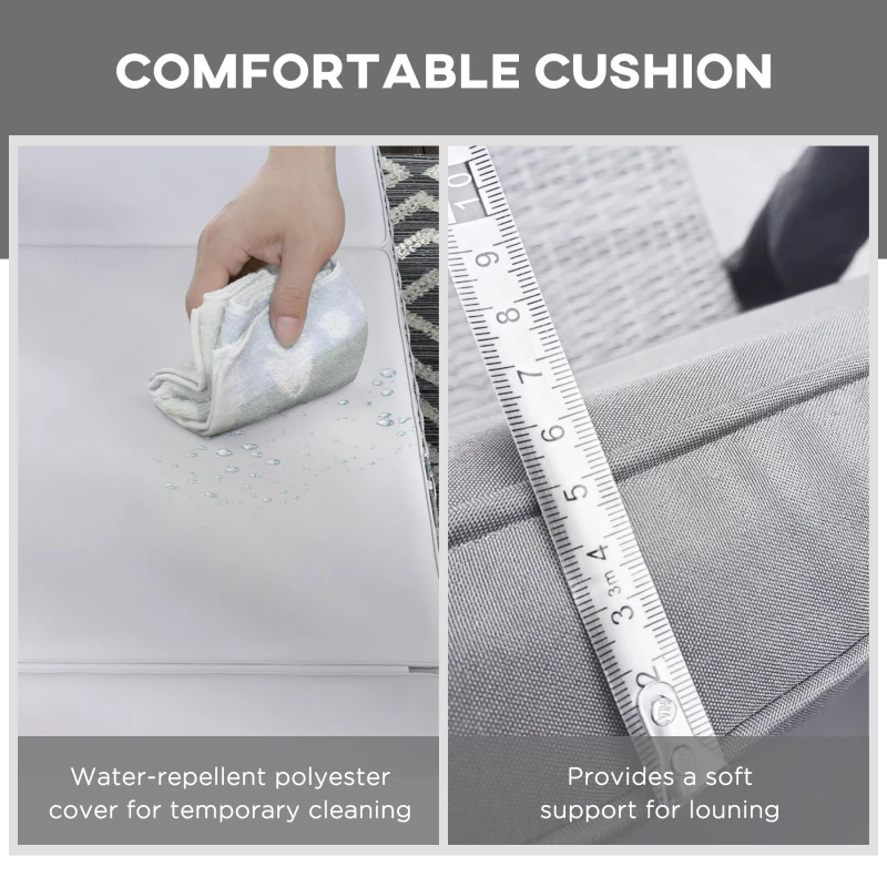 Best Outdoor PE Rattan Sun Lounger, Multi-position Backrest Adjustable Single Recliner Sunbed Daybed with Removeable & Washable Cushion, for Patio, Garden, Light Grey - Image 6