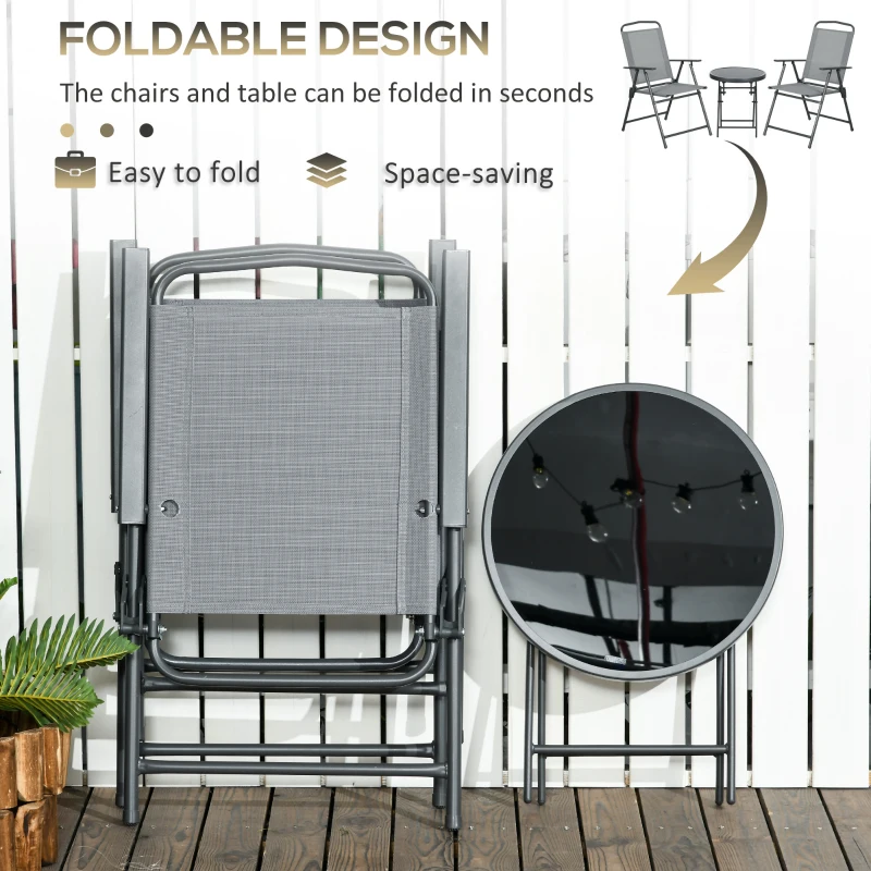 Best Three-Piece Garden Seat Set, with Glass-Top Table - Light Grey - Image 4
