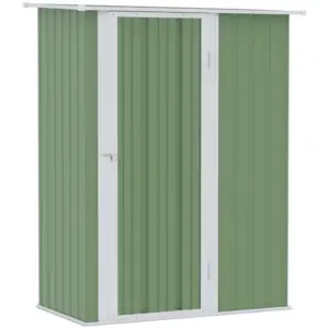 Best 5ft x 3ft Metal Garden Storage Shed, Outdoor Tool Shed with Sloped Roof, Lockable Door for Tools, Equipment, Light Green