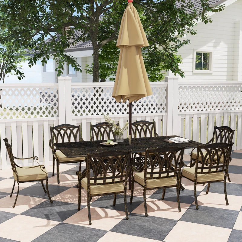 Best Nine-Piece Cast Aluminium Garden Dining Set - Bronze Tone - Image 2